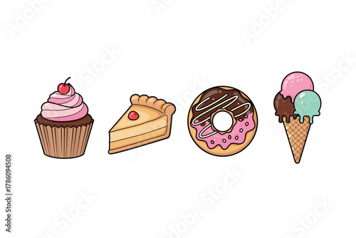 Sweet treats collection for dessert menu design and branding