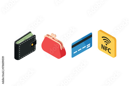Modern payment solutions icons for digital wallets and transactions