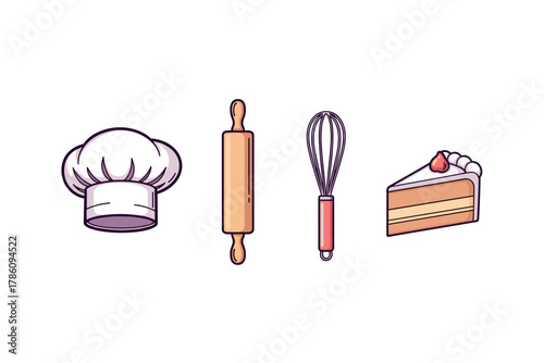 Baking essentials icons for culinary design and branding