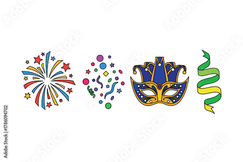 Festive celebration and party icons for event design and decor