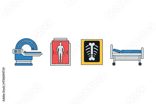 Medical imaging and diagnostics icons for healthcare applications