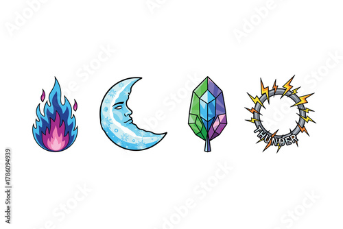Elemental magic symbols for fantasy artwork and design