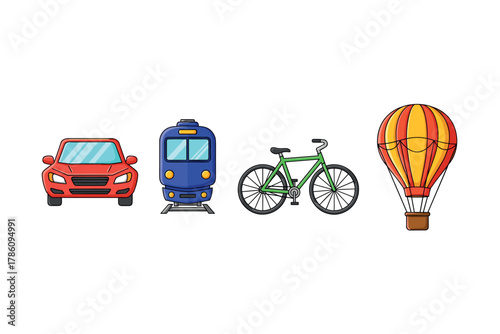 Transportation and mobility icons for travel design projects