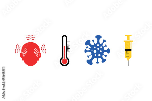 Health and medical icons for awareness and prevention campaigns