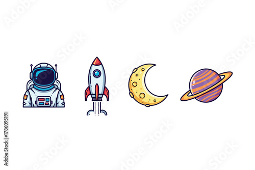 Space exploration and astronomy icons for digital design projects