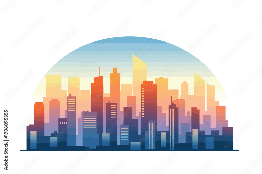 Obraz premium Modern urban skyline icons for cityscape design and architecture projects