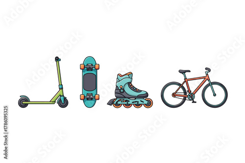 Urban mobility and recreation icons for app design and marketing