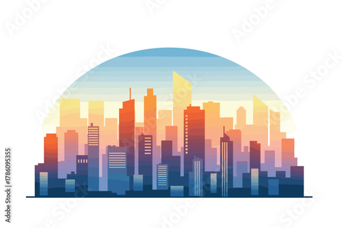 Modern urban skyline icons for cityscape design and architecture projects