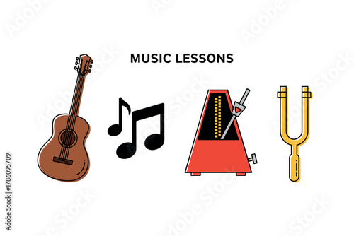 Music education icon set for teaching and learning