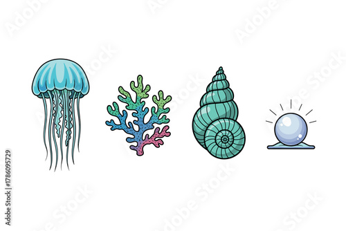 Oceanic elements for marine life design and decor