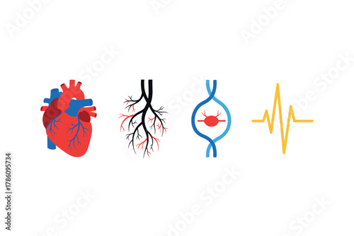 Cardiovascular health icons for medical and educational design
