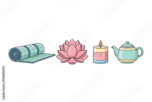 Yoga and relaxation essentials for wellness design and branding