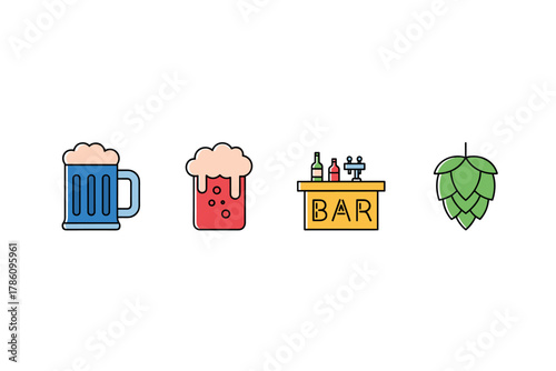 Craft beer and bar icon set: perfect for brewery branding and pub promotions