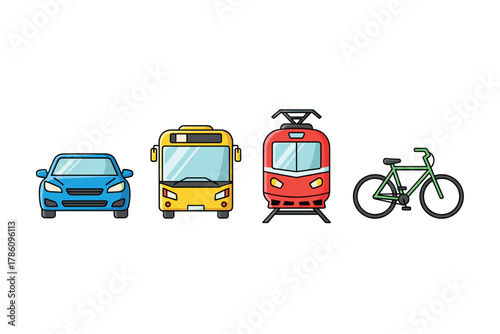 Urban transportation icons for mobility and commuter design projects
