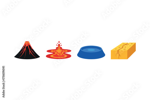 Natural disaster icons for educational and environmental awareness design