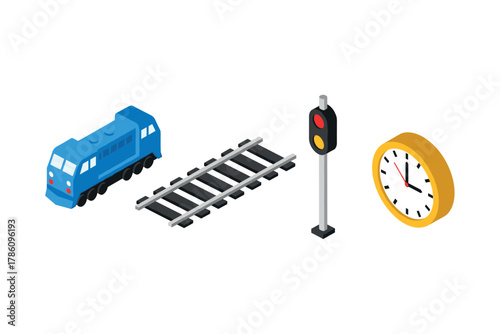 Modern transportation and time management icon set for app and web design