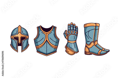 Medieval armor icon set for game development and fantasy design