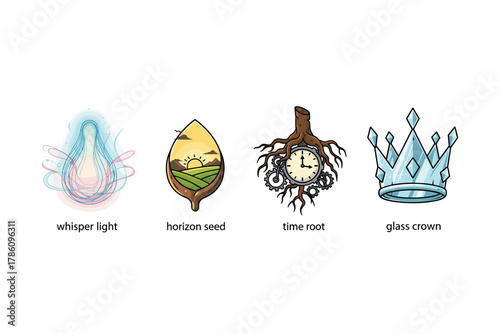 Fantasy elemental crests for mythical storytelling and game design