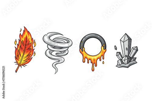 Elements and nature icons for fantasy design projects