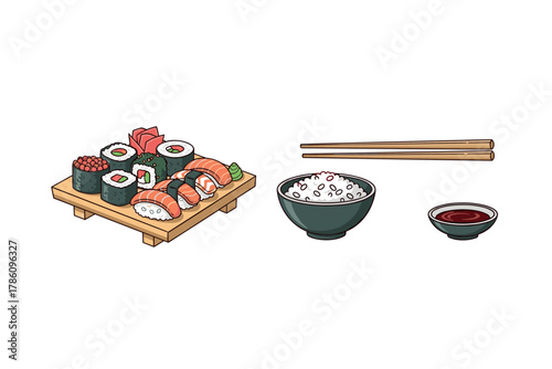 Japanese cuisine icon set for food bloggers and restaurant branding