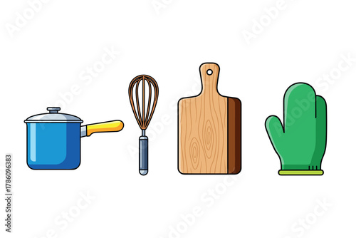 Cooking essentials icon set for kitchen and culinary design