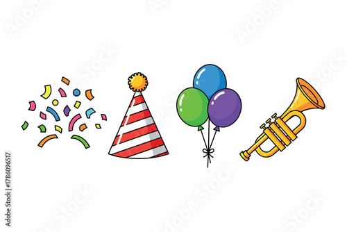 Celebration party icons for event planning and festive design