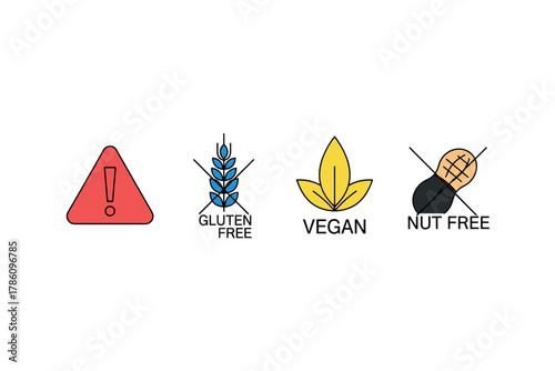 Allergy and dietary restriction symbols for food labeling and packaging design