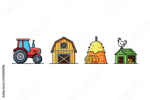 Farm life essentials for agricultural design and branding