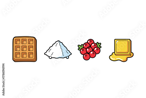 Breakfast essentials icons for culinary designs and food branding