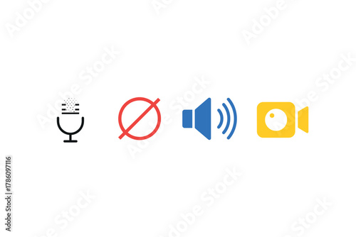 Audio and video interface icons for multimedia applications