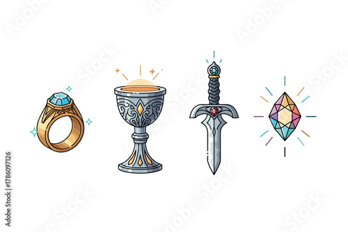 Medieval fantasy icons for game design and storytelling