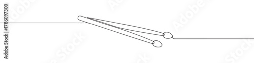 Continuous one line drawing of a pair of drumsticks. Concept of music, rhythm and percussion