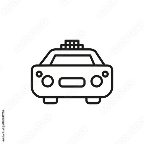 Taxi Black outlined icon of a taxi car featuring headlights grill  roof light