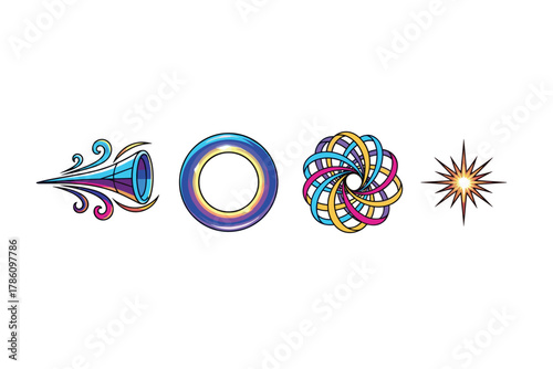 Colorful abstract design icons for creative branding and artistic projects