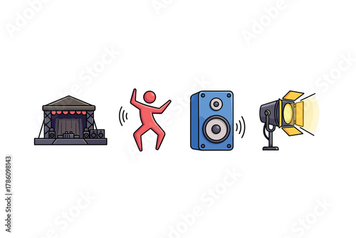 Live music festival icons for event promotion and design