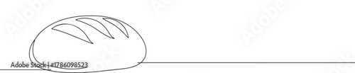 Continuous one line drawing of a loaf of bread. Concept of bakery, fresh food and homemade pastry