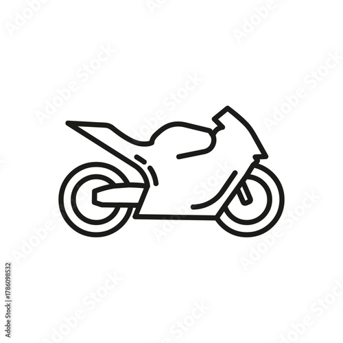 Black outline depicts a motorcycle side view tires visible