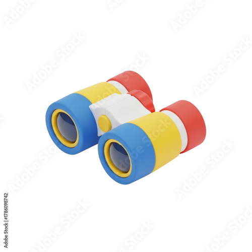 3D Render of Colorful Binoculars A Vector Illustration for Observation and Discovery