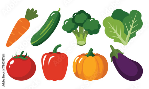 Fresh cartoon vegetables set for healthy eating