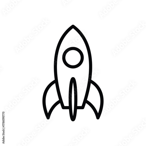 Black outline icon of a rocket ship