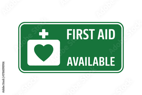 First aid aed available sign emergency medical kit heart symbol signage