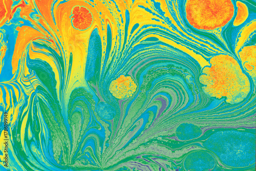 Ebru marbling effect surface pattern design for print