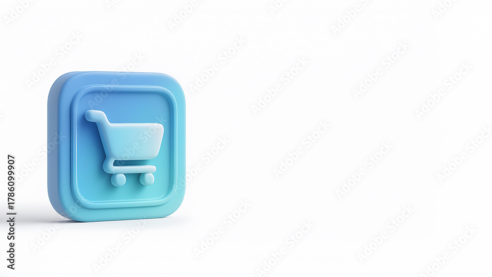 Fototapeta premium Soft 3D Shopping Cart Icon on White