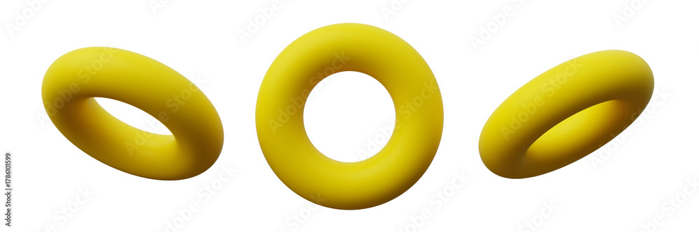 © Cangbacang - 3d Torus or Ring Yellow color, Abstract realistic rendering of 3d geometry shape object element © Cangbacang - 3d Torus or Ring Yellow color, Abstract realistic rendering of 3d geometry shape object element