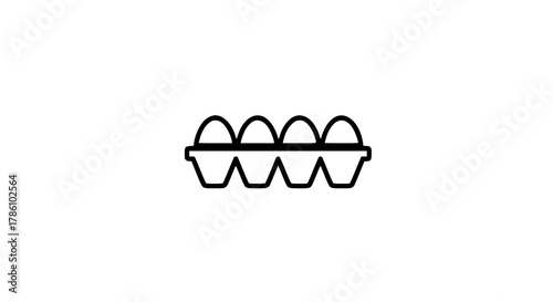 Cardboard egg container black white icon 