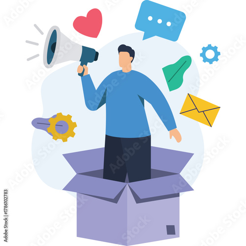 Get your message heard with a powerful marketing campaign  flat illustration