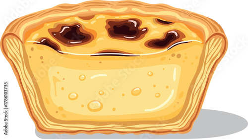 Delicious Portuguese Custard Tart (Pastel de Nata) Illustration