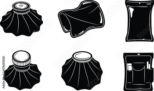 Medical ice bag vector, cold compress pack illustration, reusable gel bag for injury relief, therapy treatment, and healthcare recovery concept