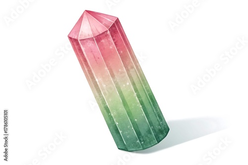 A colorful vertical tourmaline crystal illustration