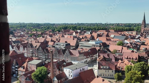 Panoramic elevated view of the old town of Luneburg in Germany